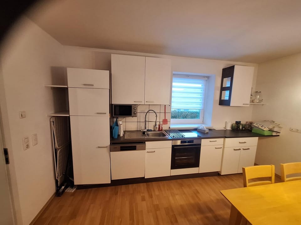 Kitchen or kitchenette, dishwasher, oven