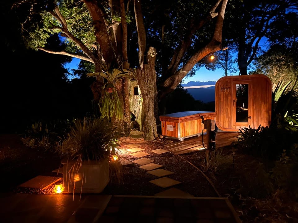 Night, Natural landscape, Garden, Sauna, Garden view