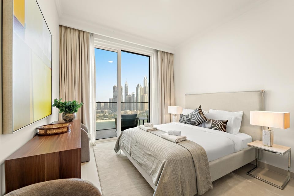 Bed, Bedroom, Sea view, towels, air conditioner