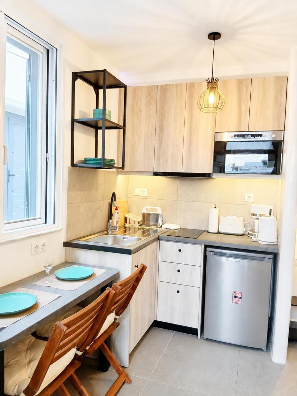 Kitchen or kitchenette, oven, stove, toaster