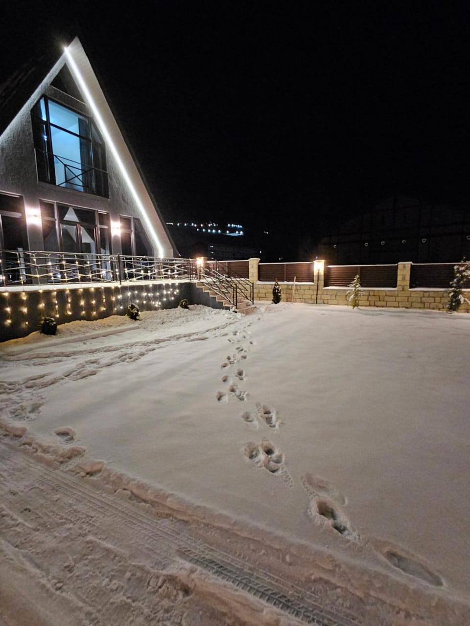 Property building, Night, Winter