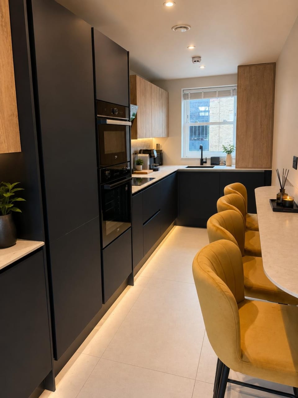 Kitchen or kitchenette, Seating area, oven, stove, toaster