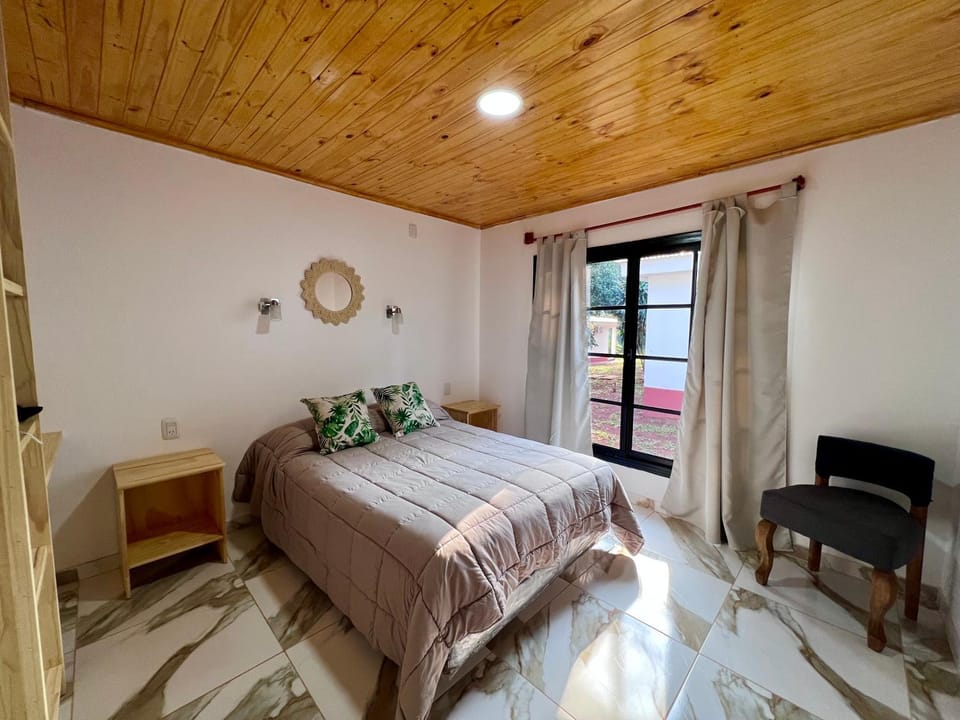 Bed, wardrobe