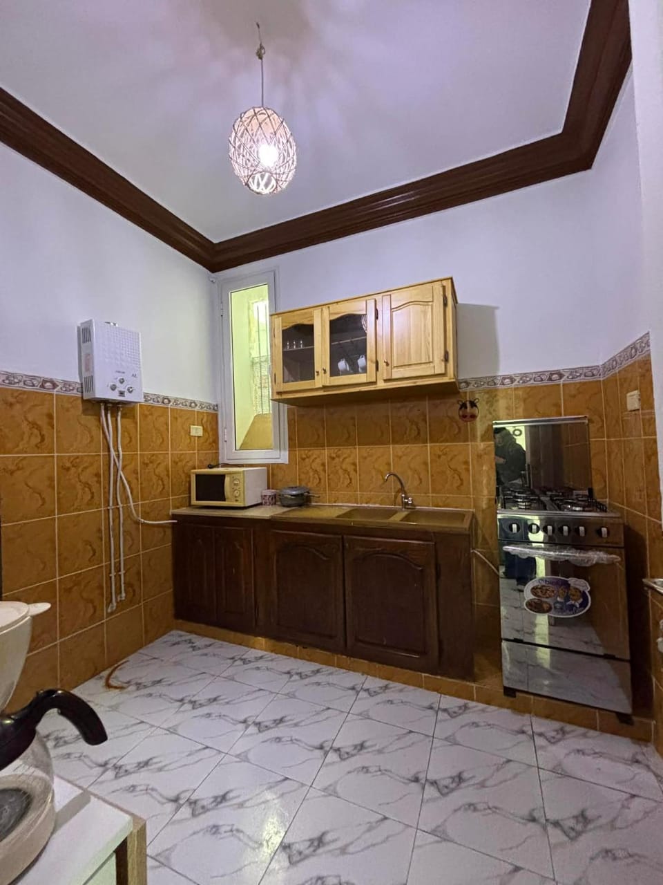 Kitchen or kitchenette, oven, stove