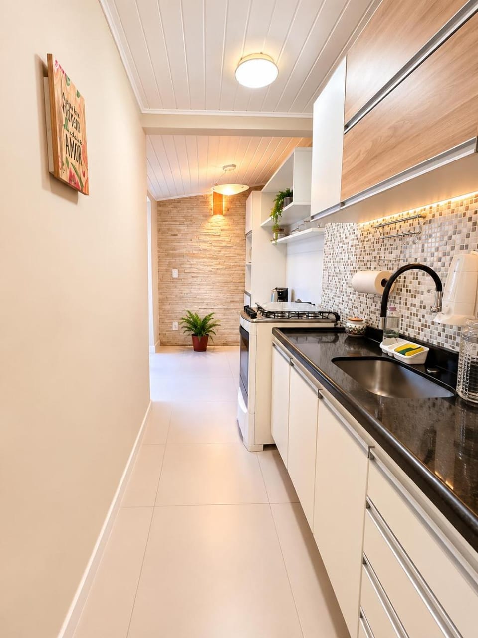 Kitchen or kitchenette, stove