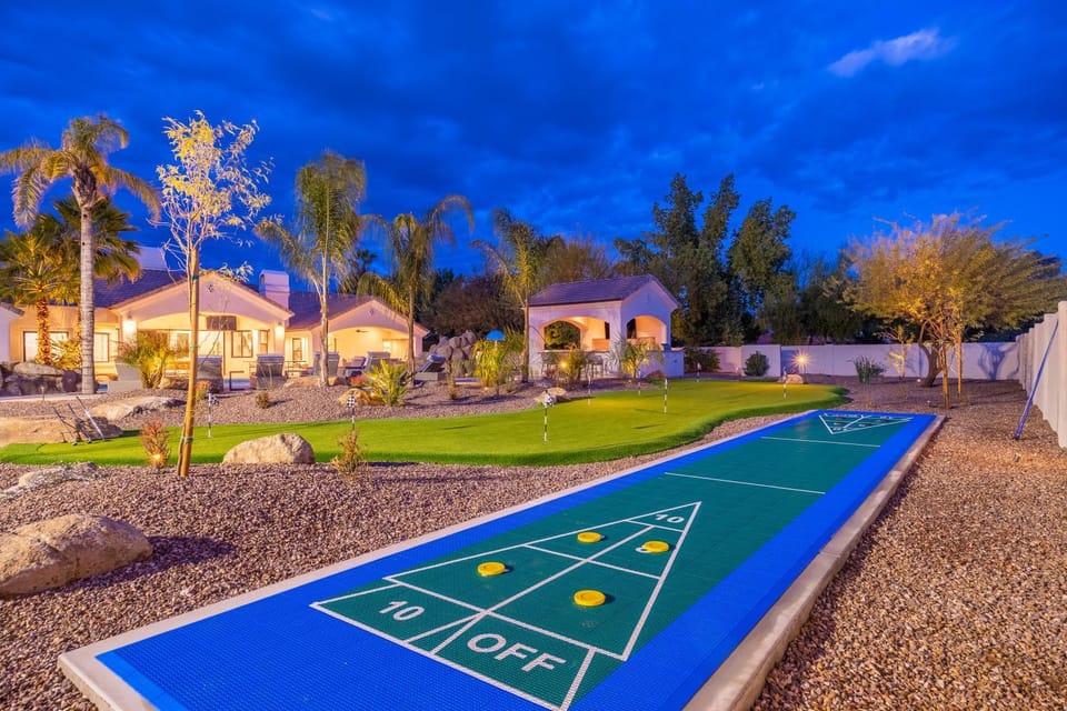 4Million Designer WaterslideWonderlandTheatreGymSportCourtShuffleboard Court Villa in Scottsdale