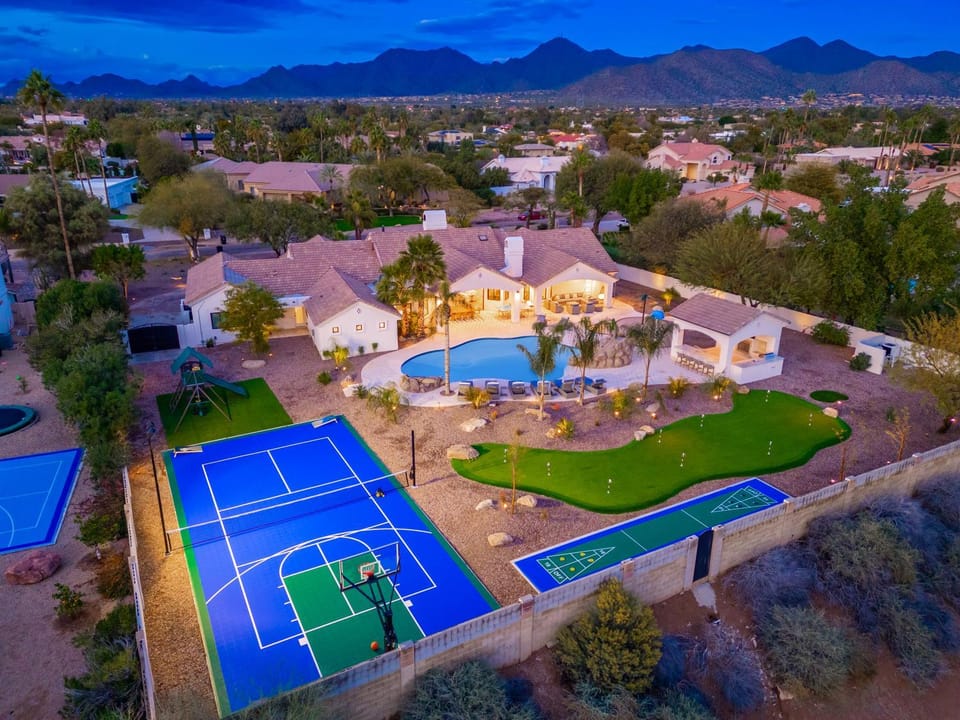 4Million Designer WaterslideWonderlandTheatreGymSportCourtShuffleboard Court Villa in Scottsdale