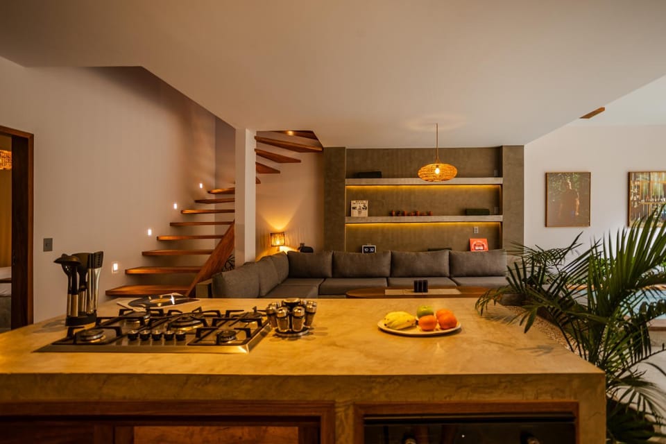 Kitchen or kitchenette, Living room, Seating area, Food