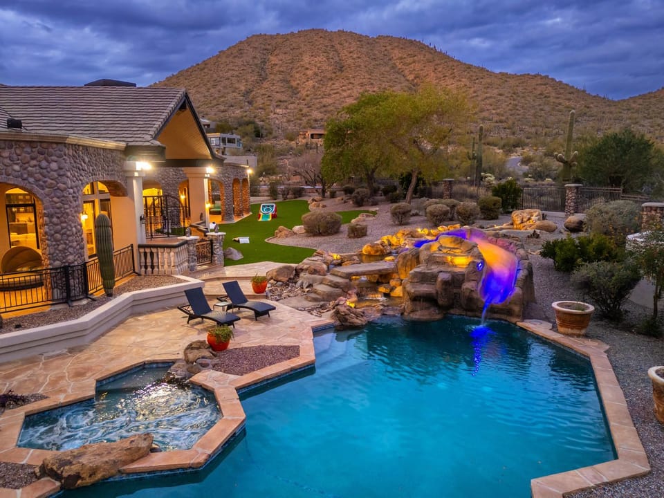 Scottsdale Diamond Mtn OasisWaterslidePickleball House in Scottsdale