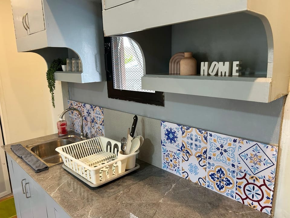 Kitchen or kitchenette, stove