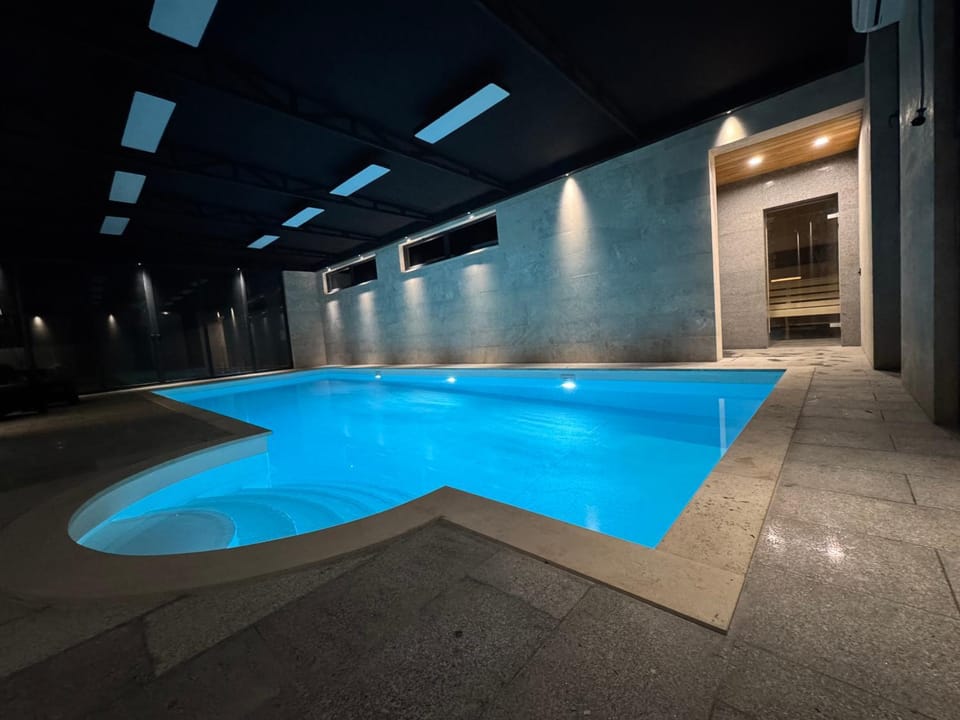 Night, Pool view, Swimming pool