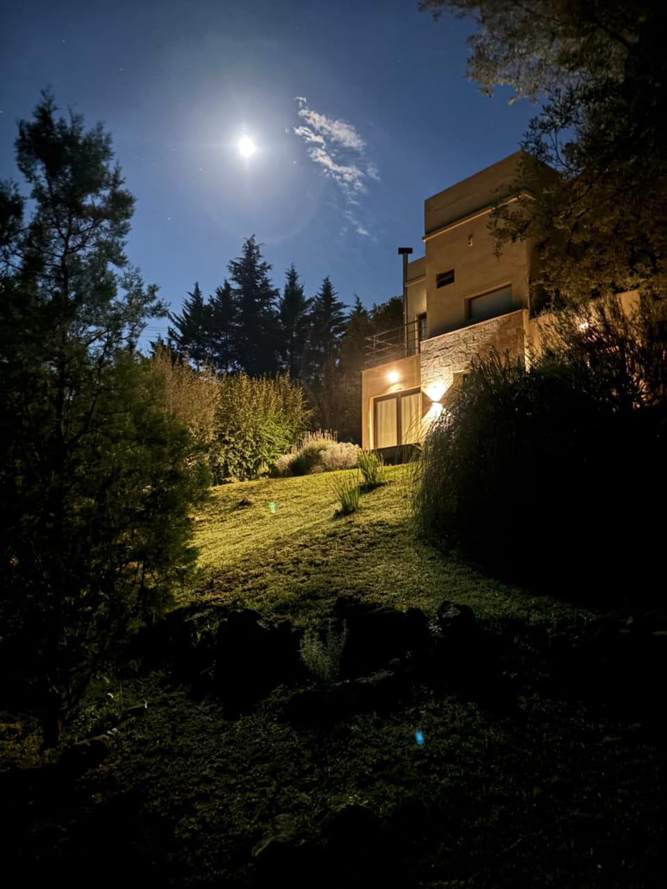 Property building, Night, Garden