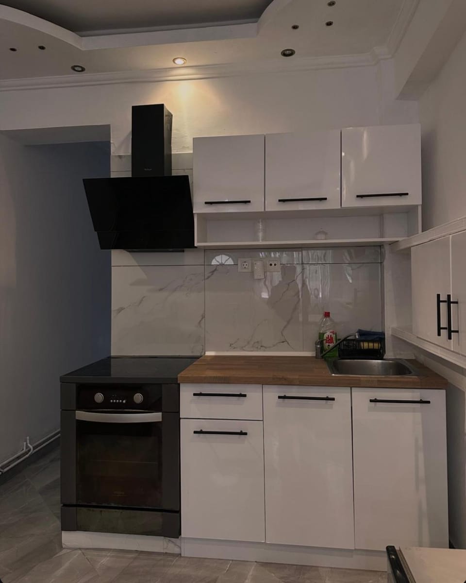 Kitchen or kitchenette, oven, stove