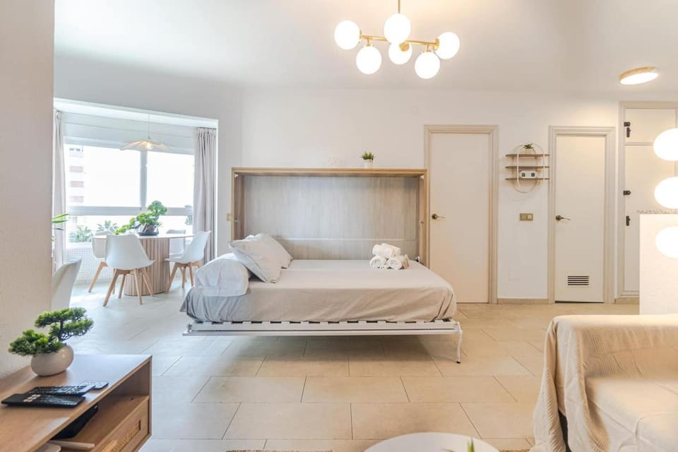 Bed, Living room, Seating area
