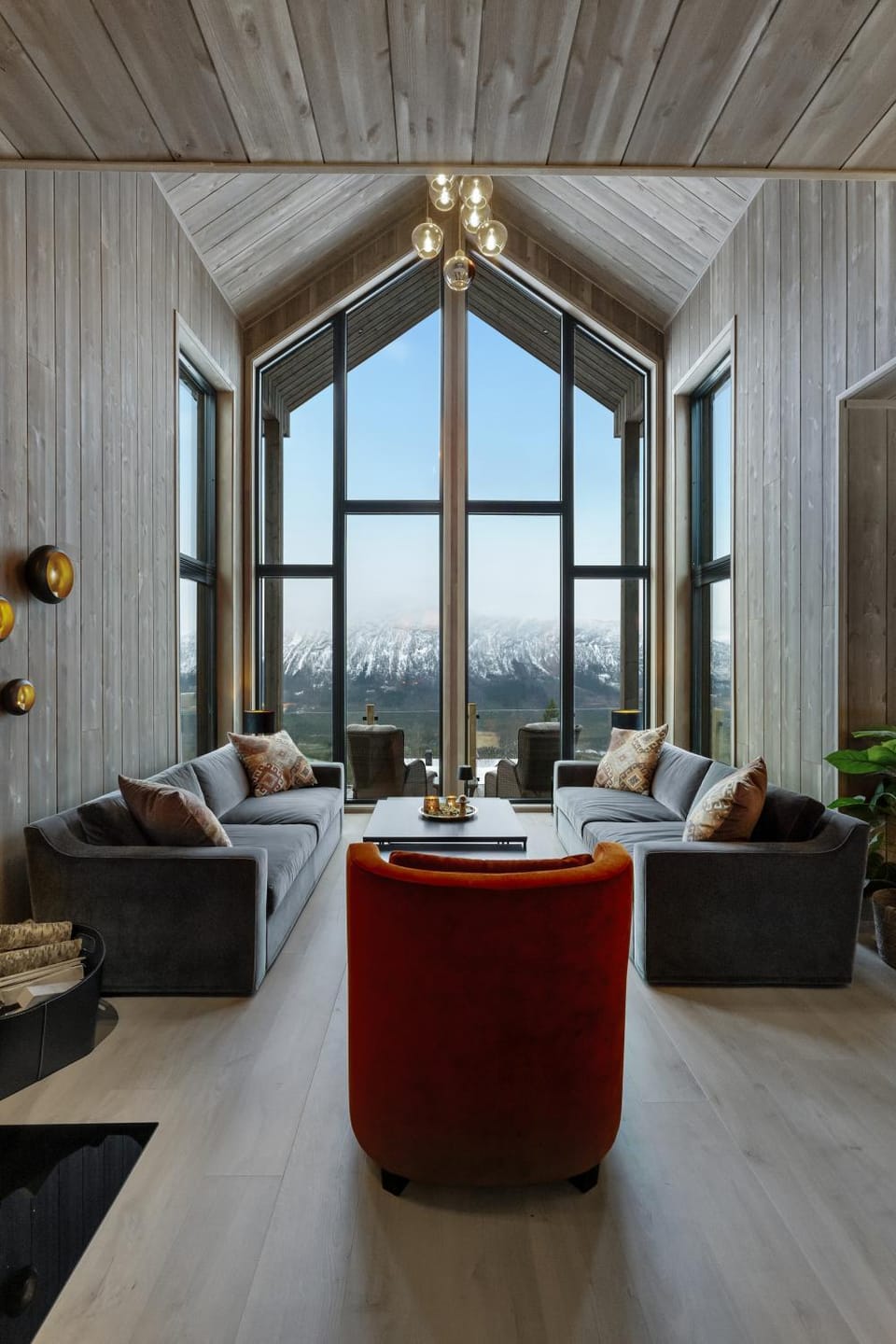 Living room, Seating area, Mountain view
