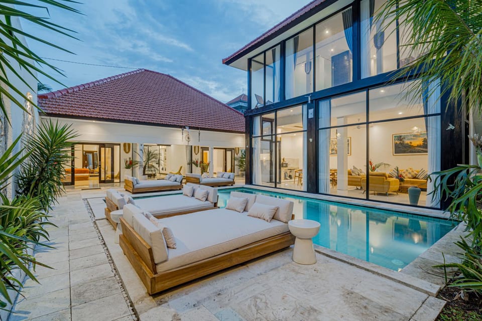 Property building, Natural landscape, Living room, Pool view, Swimming pool, sunbed