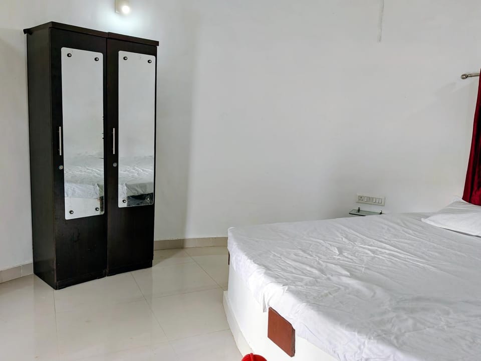 Bed, wardrobe