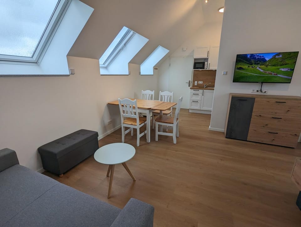 TV and multimedia, Kitchen or kitchenette, Living room, Seating area, Dining area