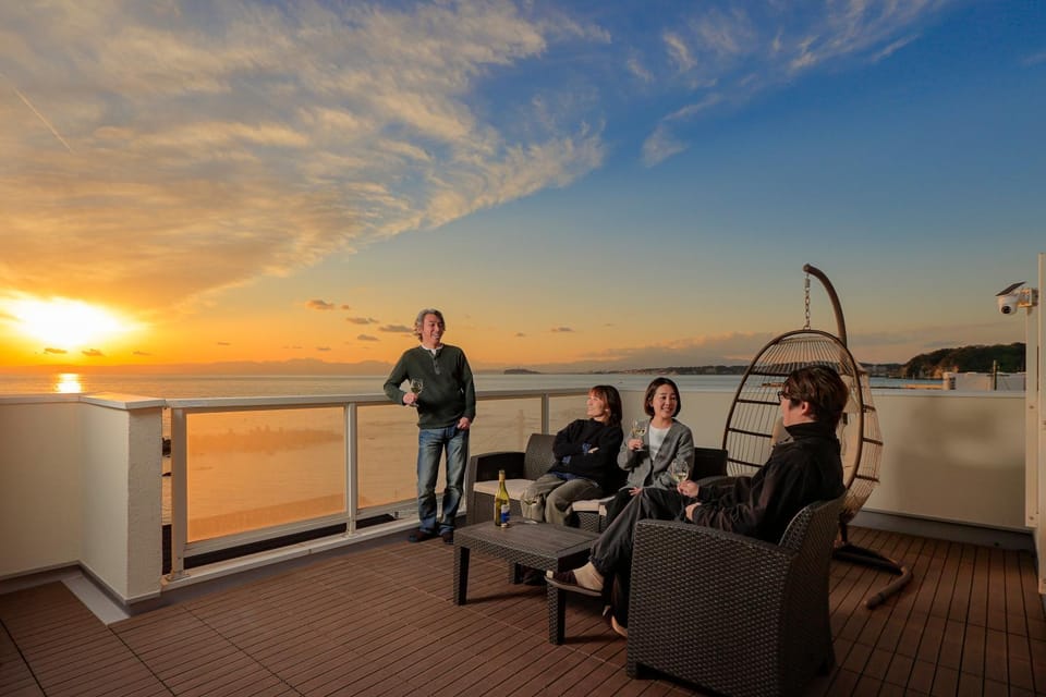 Natural landscape, Balcony/Terrace, Sea view, Sunset, group of guests