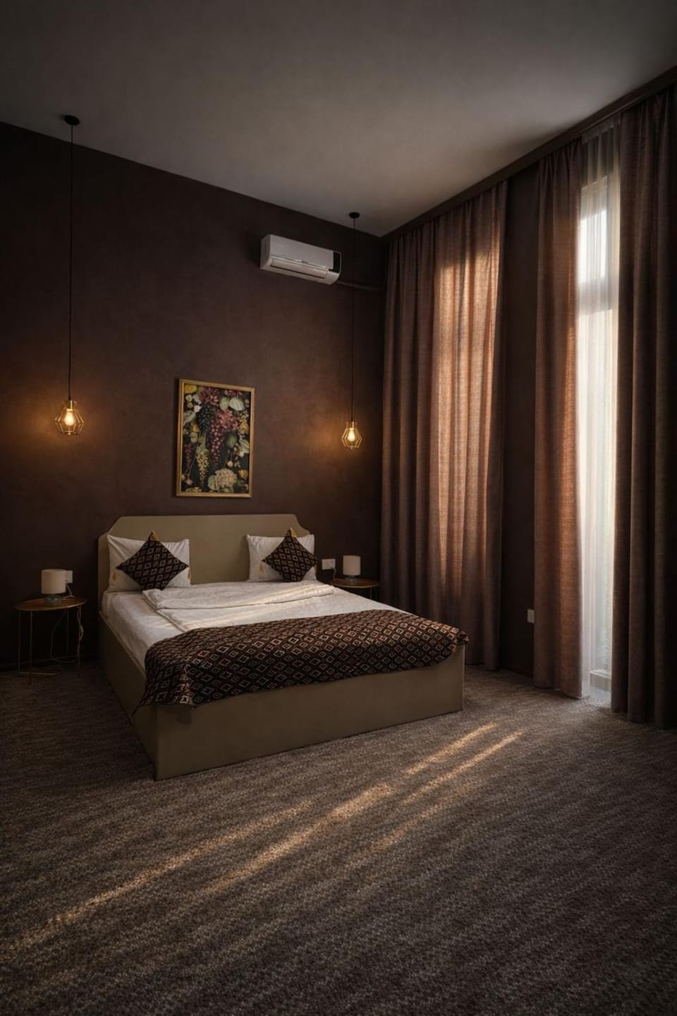 Bed, Photo of the whole room, Bedroom, air conditioner