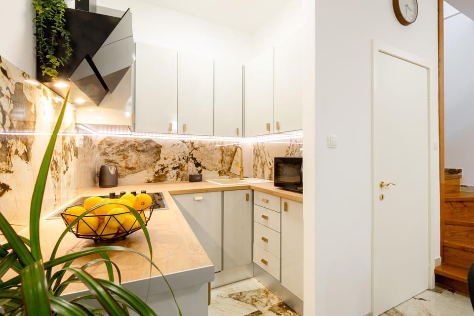 Kitchen or kitchenette, oven, stove