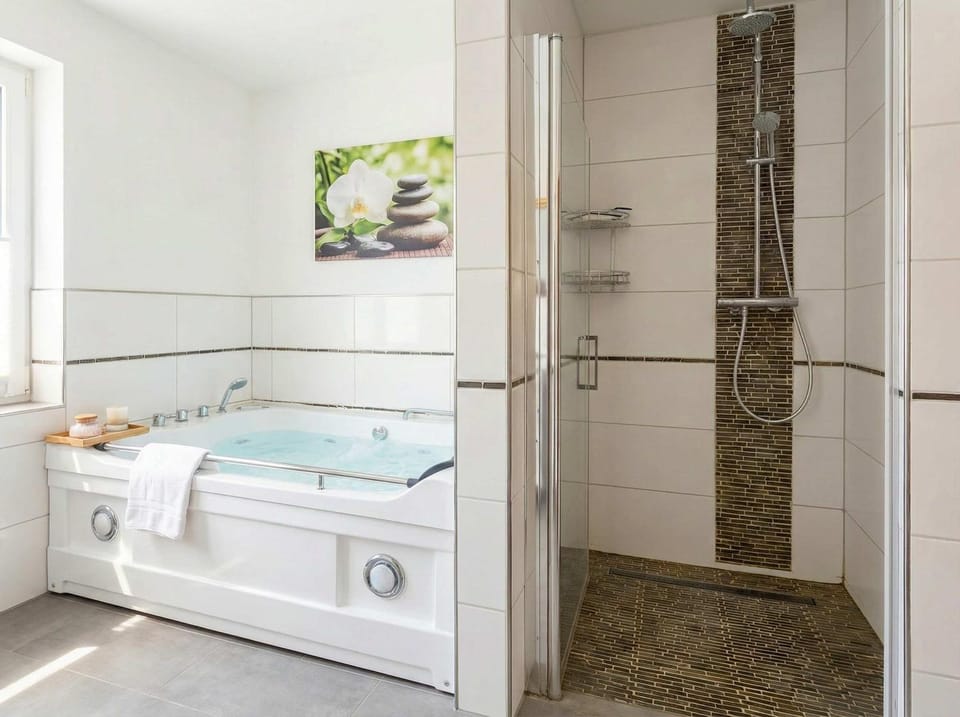 Shower, Hot Tub, Bathroom, Bath, towels
