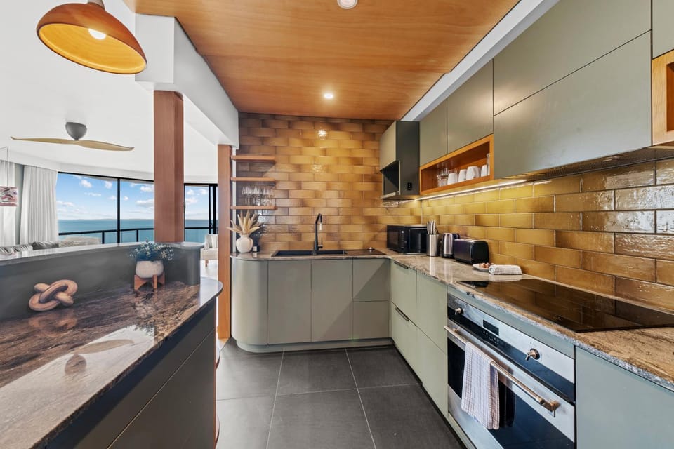 Kitchen or kitchenette, oven, stove, toaster