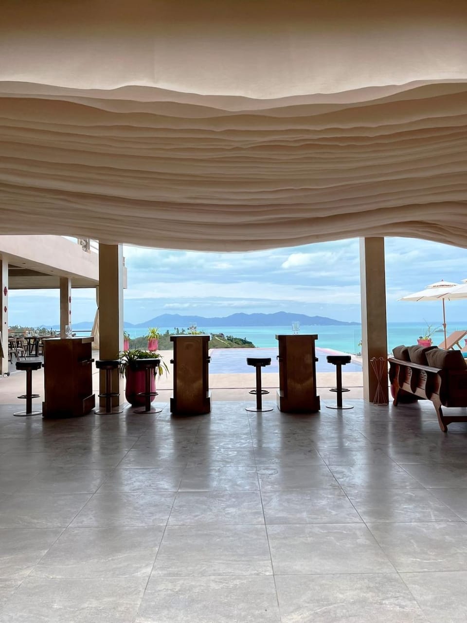 Patio, Day, Natural landscape, View (from property/room), Balcony/Terrace, Living room, Seating area, Sea view