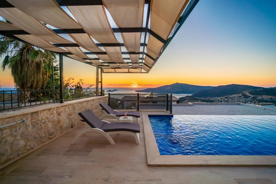 Patio, Day, Mountain view, Pool view, Swimming pool, Sunset, sunbed
