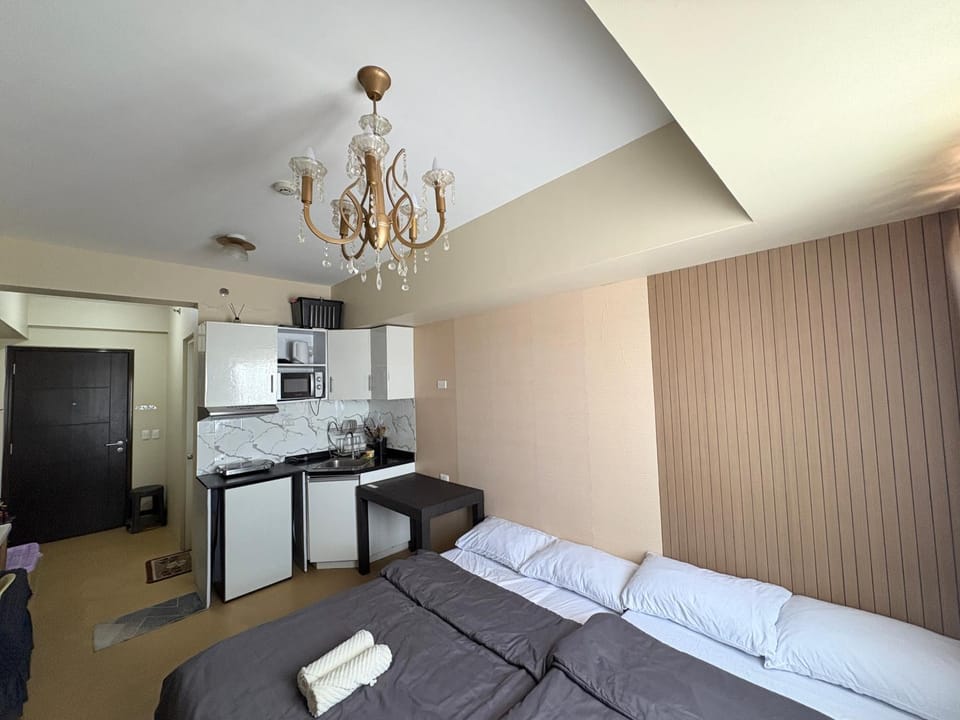 Bed, Kitchen or kitchenette, Living room, Photo of the whole room, oven, stove