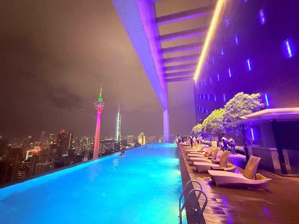 Night, Pool view, Swimming pool