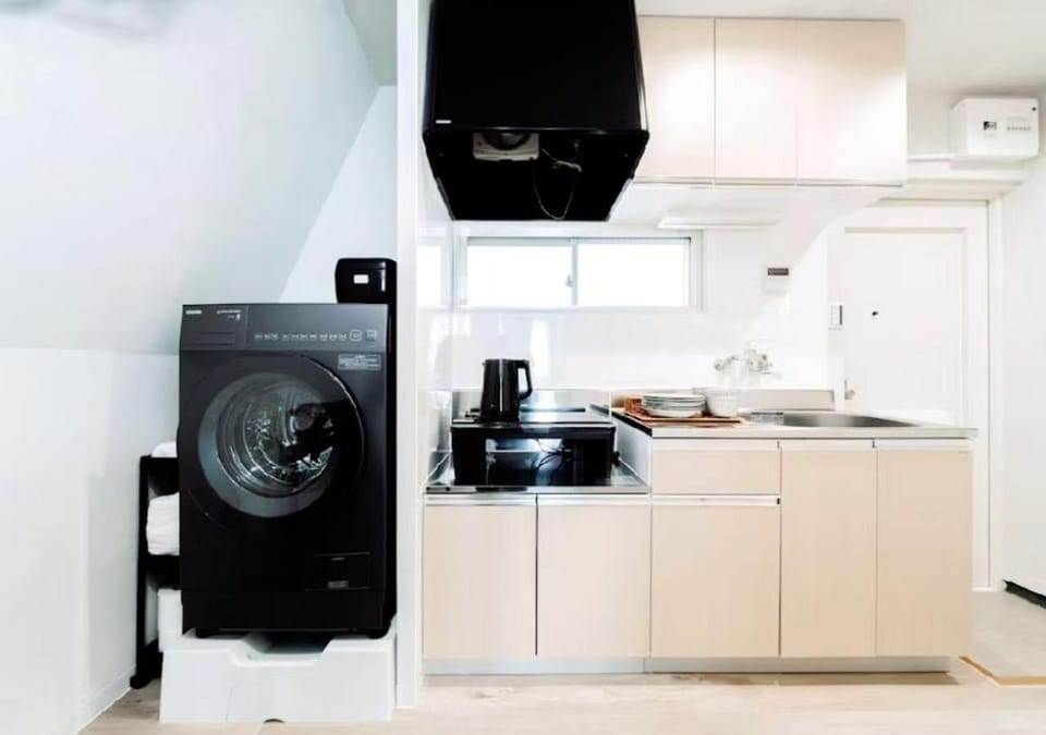 Kitchen or kitchenette, washing machine