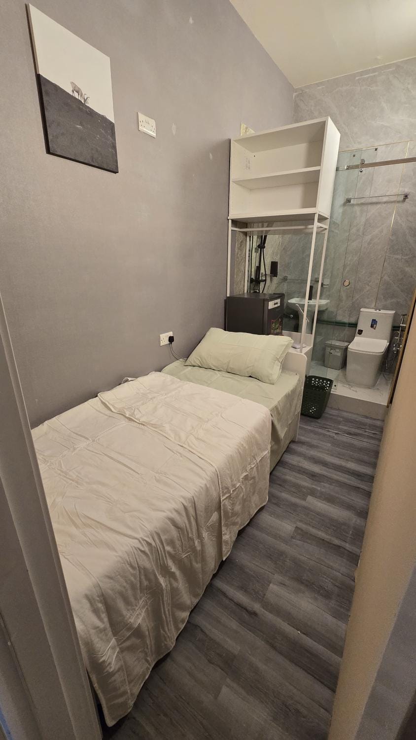 Partition with attached washroom Capsule hotel in Dubai