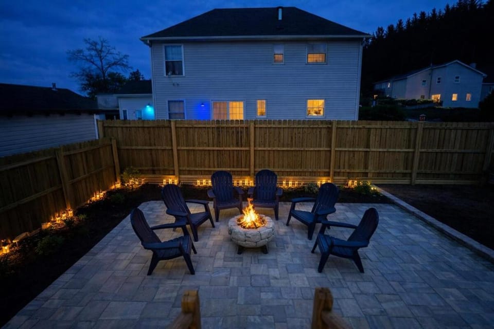 Patio, Night, Seating area