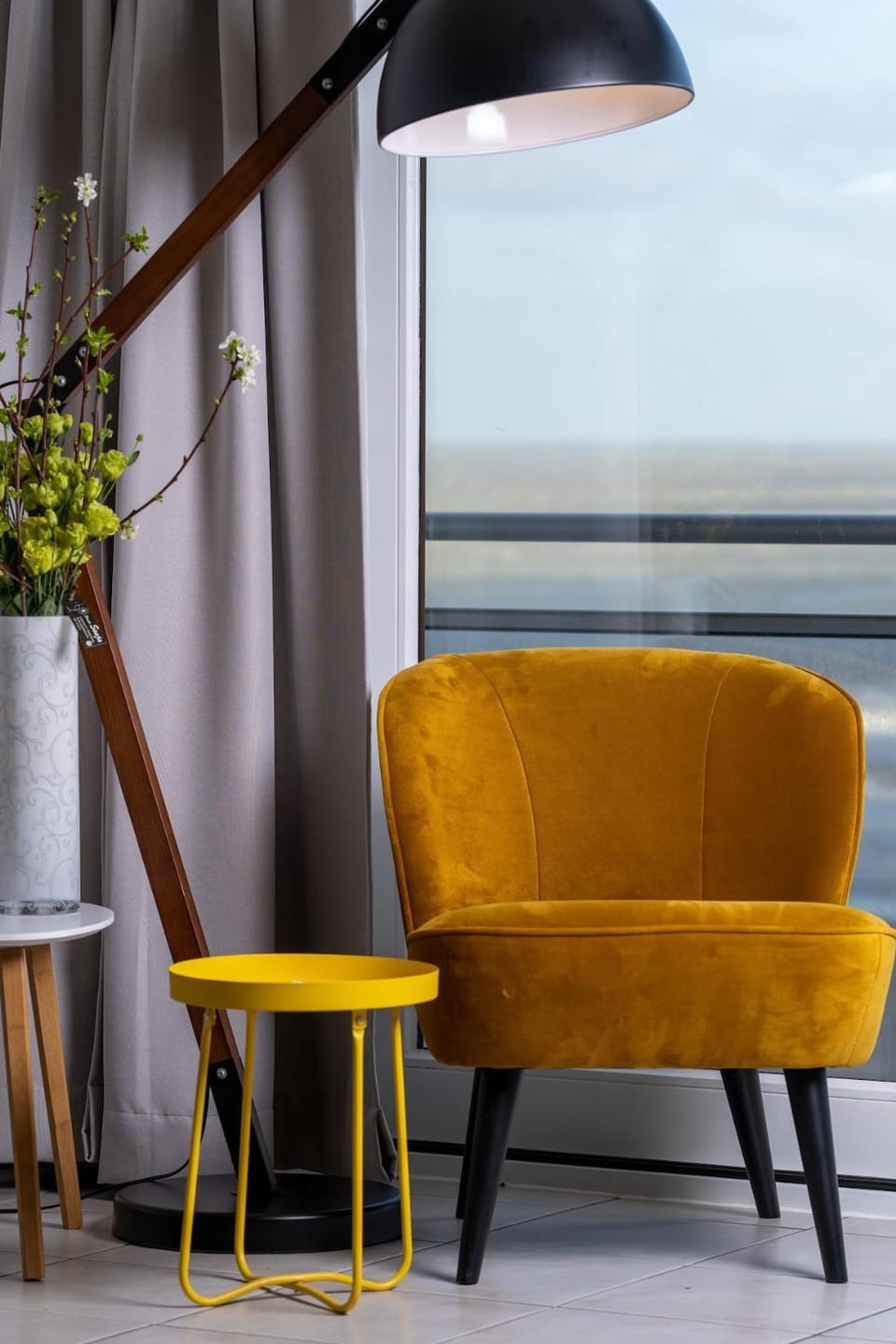 View (from property/room), Living room, Seating area, Sea view