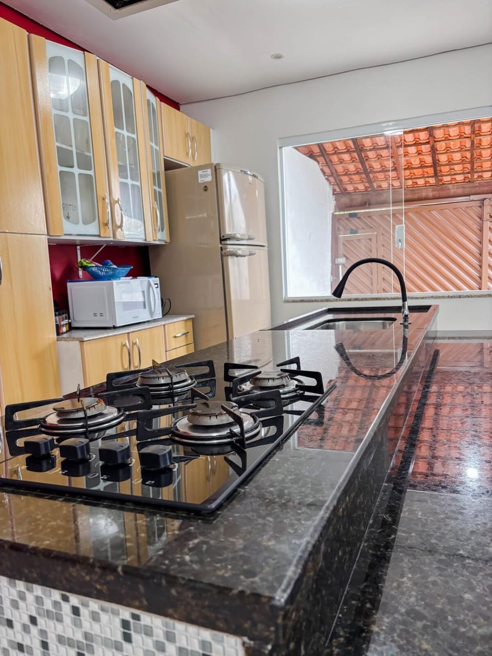 Kitchen or kitchenette, stove, kitchen
