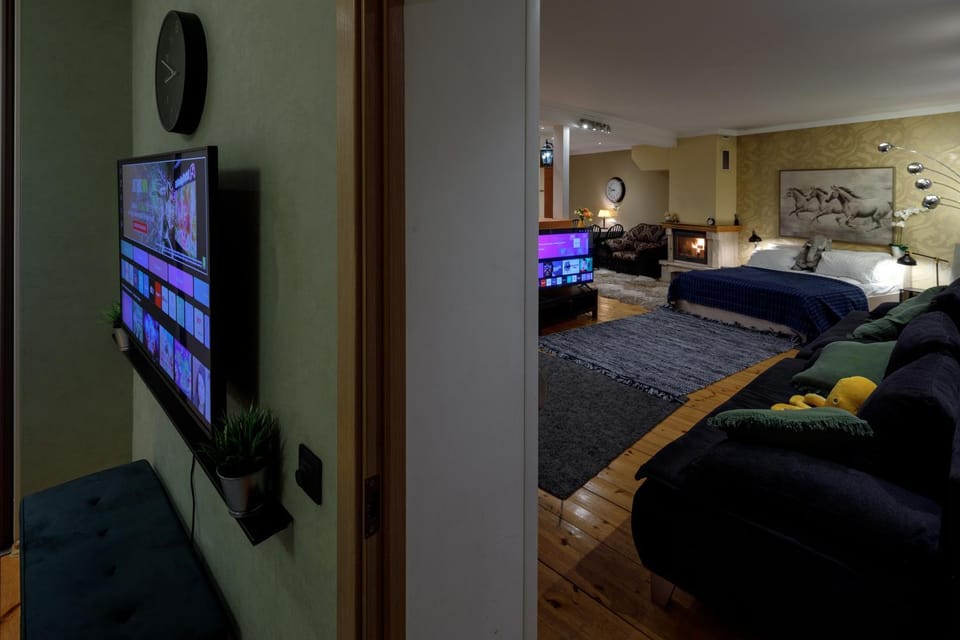 Bed, TV and multimedia, Living room, Photo of the whole room, Seating area, Bedroom