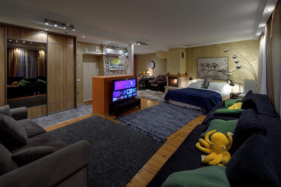 Bed, TV and multimedia, Living room, Photo of the whole room, Seating area