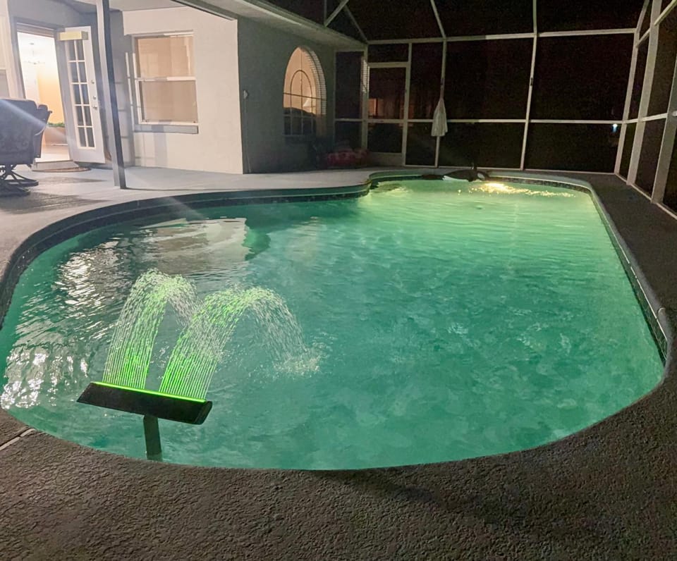 Night, Pool view, Swimming pool