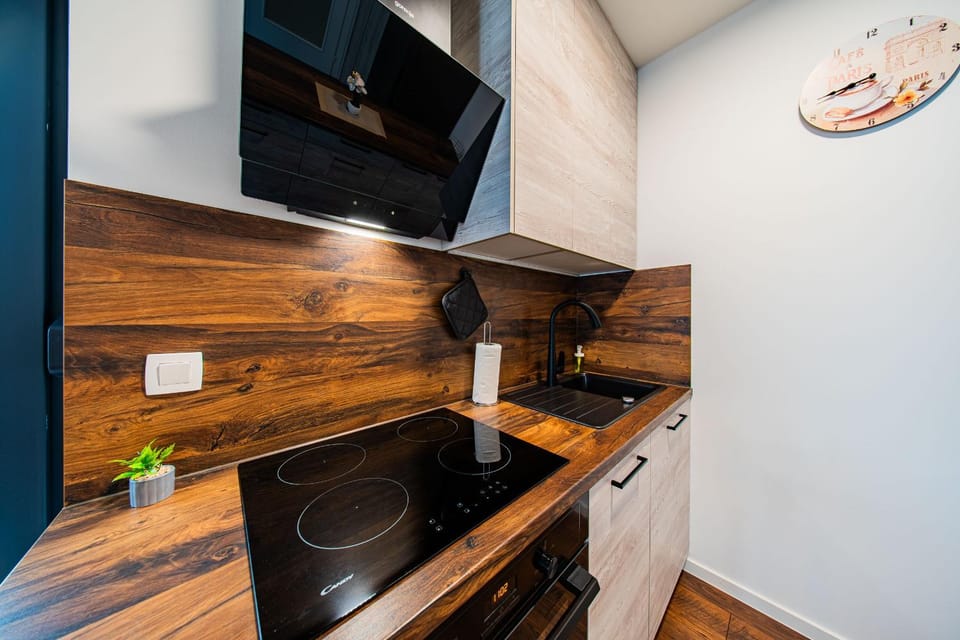 Kitchen or kitchenette, oven, stove