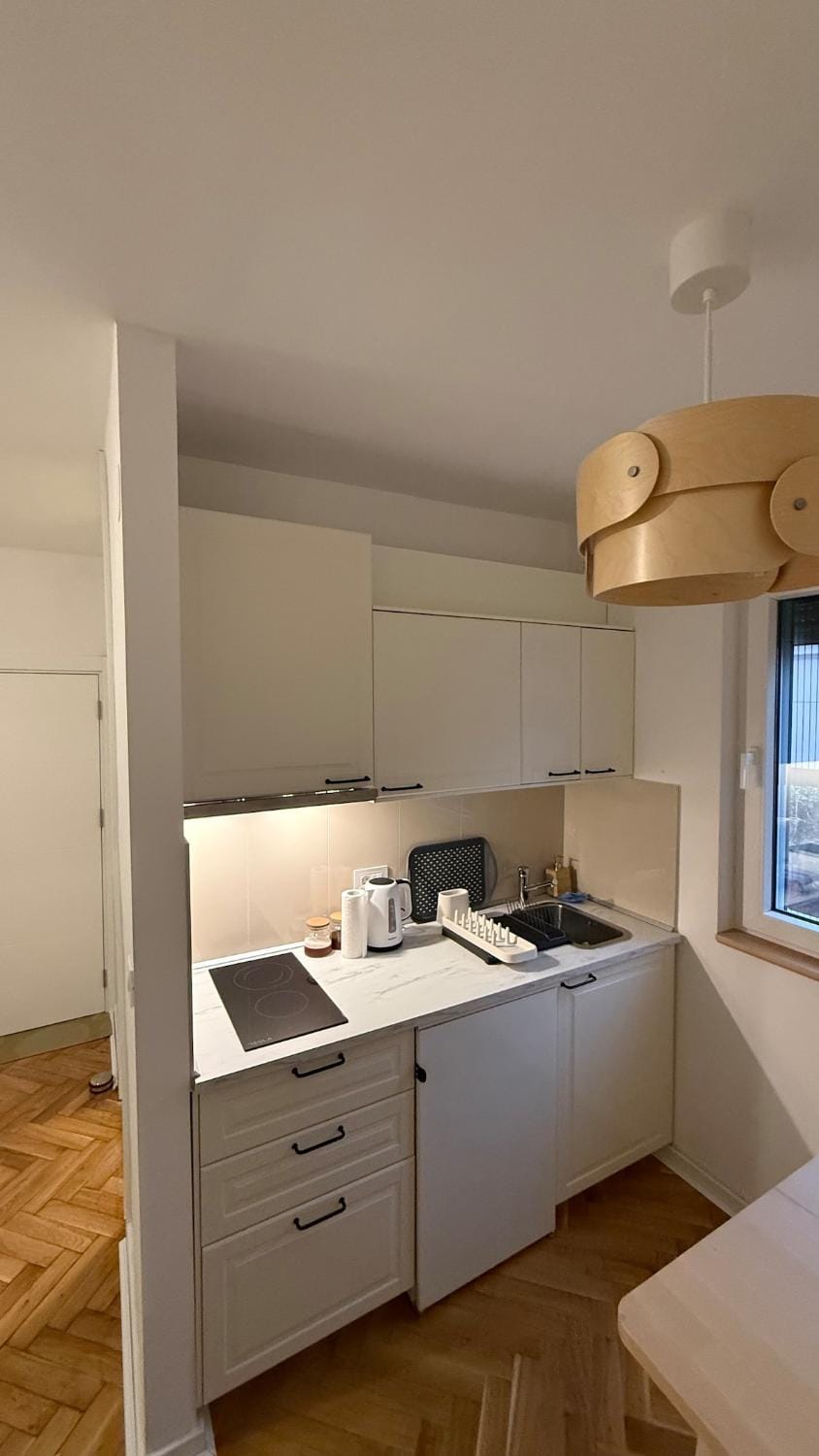 Kitchen or kitchenette, stove