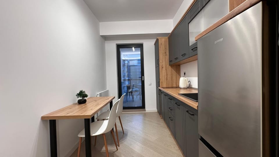 Kitchen or kitchenette, microwave