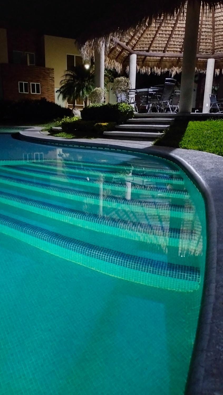 Night, Pool view, Swimming pool