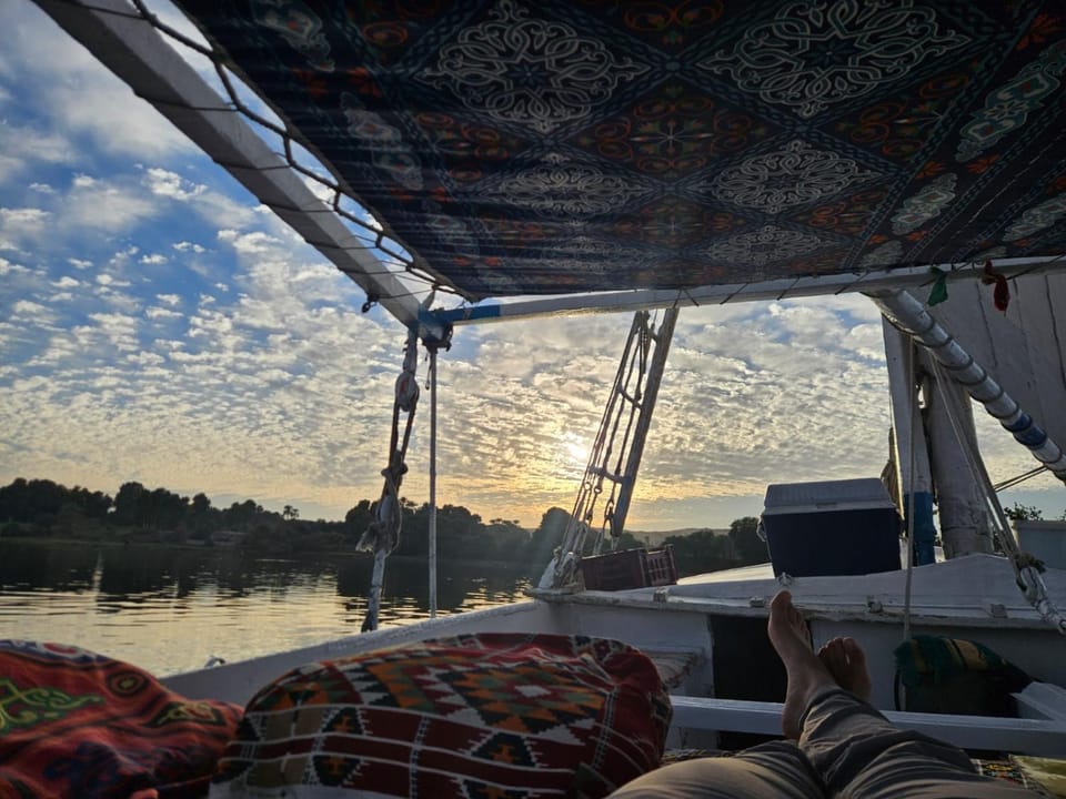 Aswan all-inclusive private felucca Docked boat in Egypt