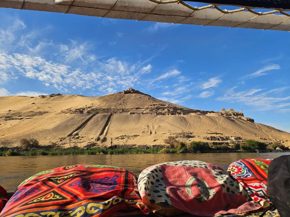 Aswan all-inclusive private felucca Docked boat in Egypt