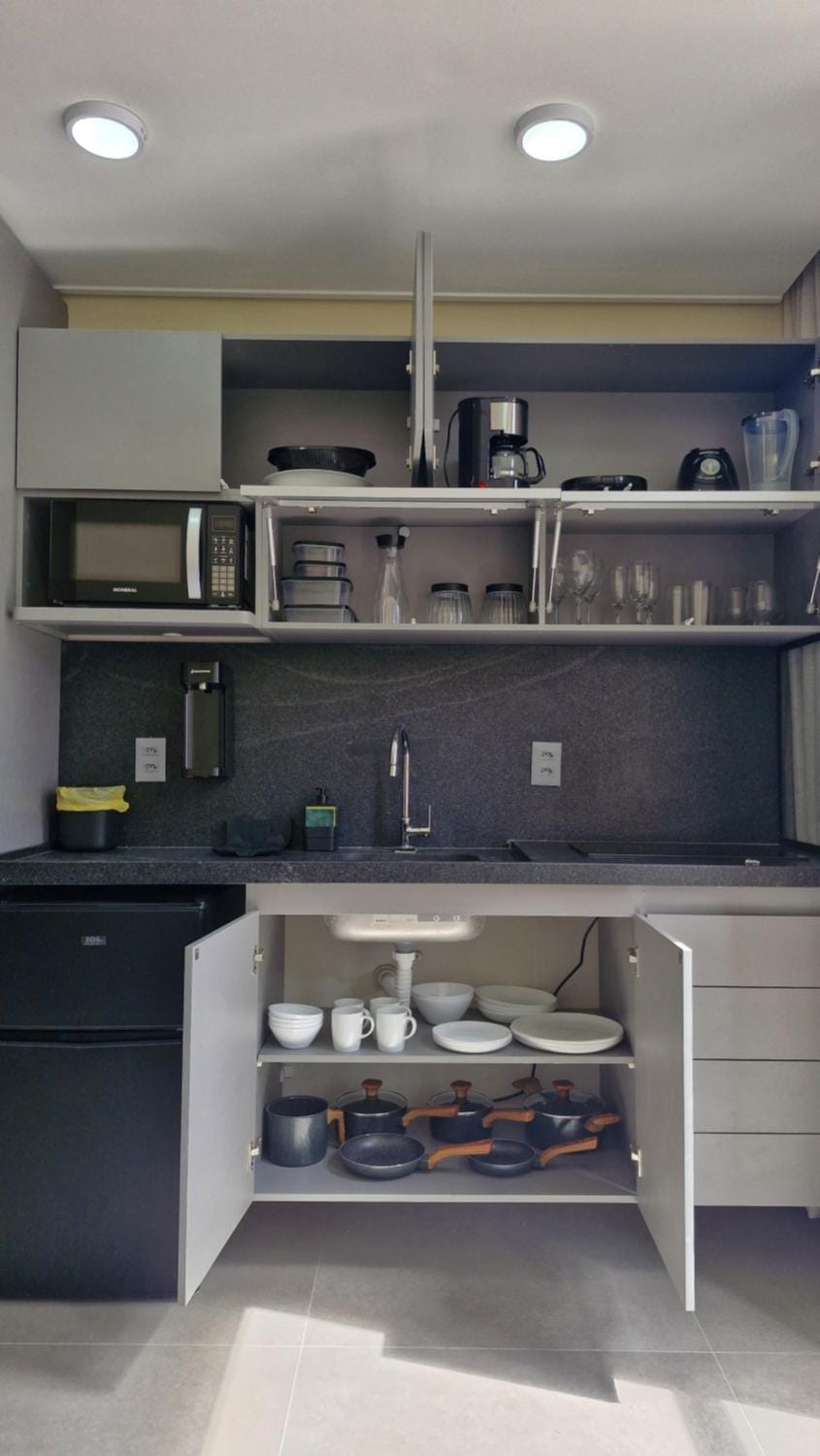 Kitchen or kitchenette, minibar, stove