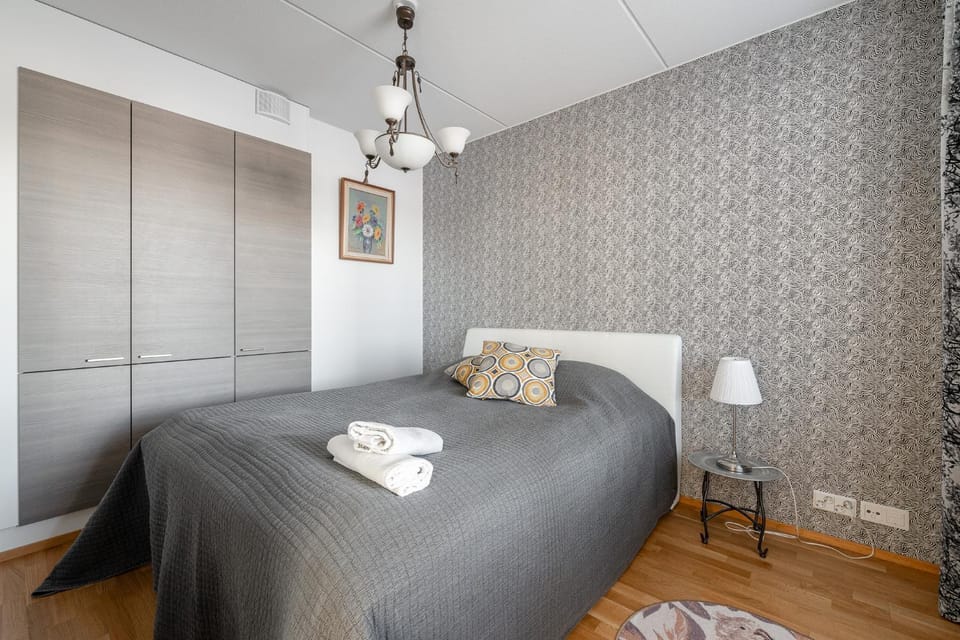 Bed, Photo of the whole room, Bedroom, towels, wardrobe