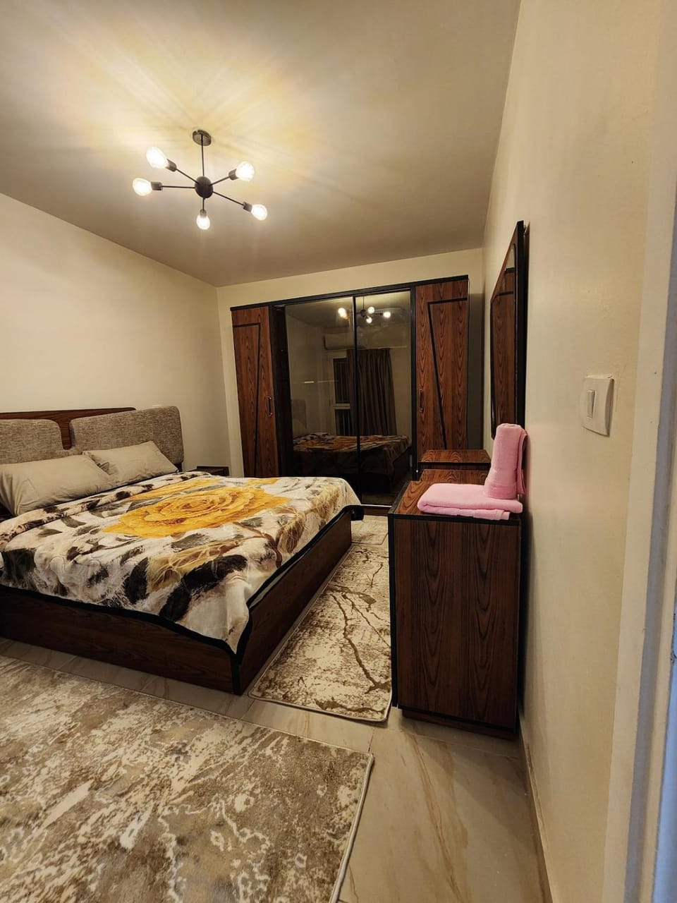 Bed, Photo of the whole room, Bedroom, towels, wardrobe