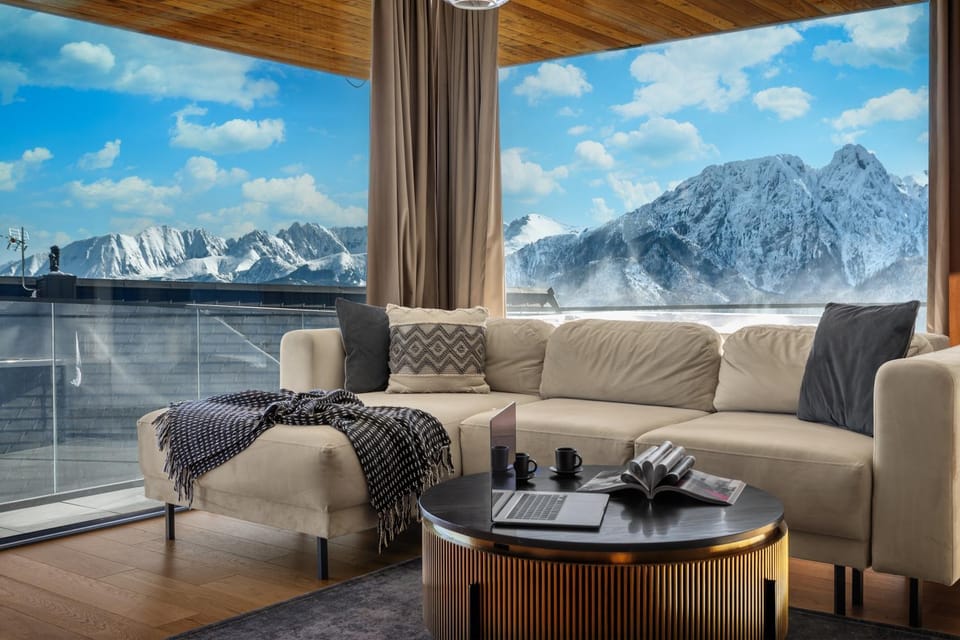 Natural landscape, Living room, Seating area, Mountain view