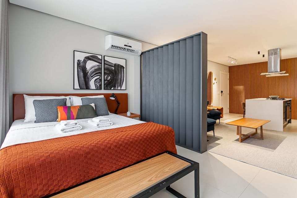 Bed, Photo of the whole room, Bedroom, towels, air conditioner